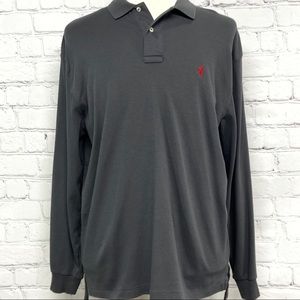 Polo long sleeve polo shirt charcoal gray large
